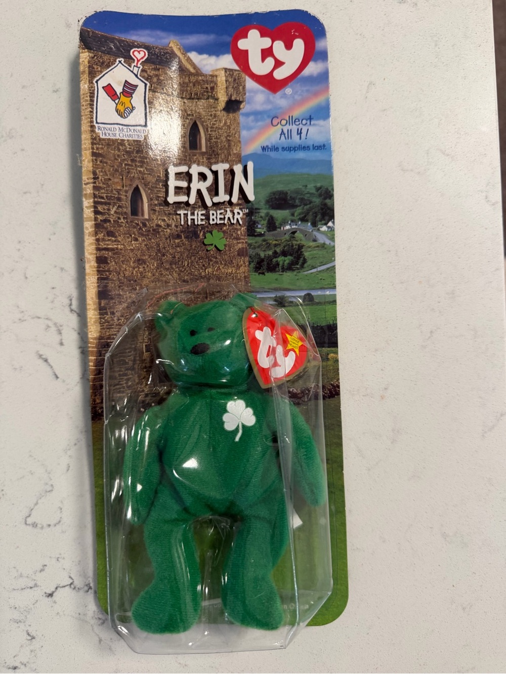 Ty Erin The Bear Green Shamrock Beanie baby